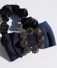 bijou ribbon navy (chouchou)