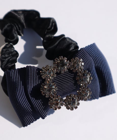 bijou ribbon navy (chouchou)