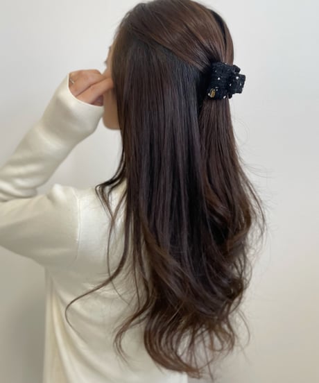 black×white dot(mini mini ribbon clip)
