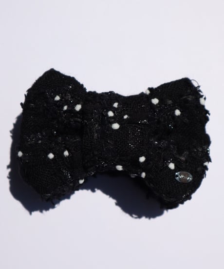 black×silver and white pompom  (banana clip)