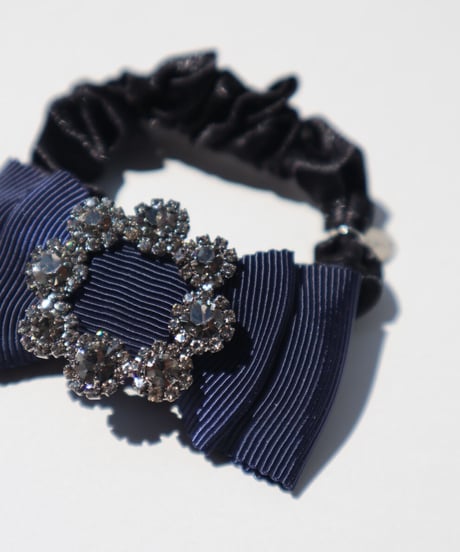 bijou ribbon navy (chouchou)