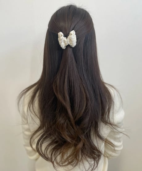 cream ivory×metallic gold(mini mini ribbon clip)