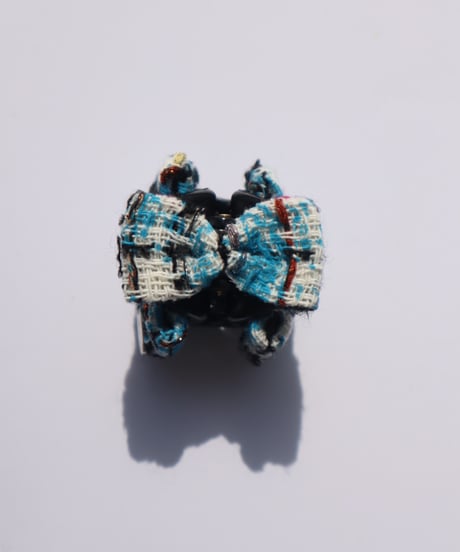 cyanblue×white (mini mini ribbon clip)