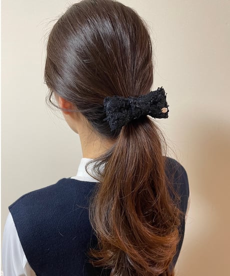 leopard tweed ribbon  black(chouchou)