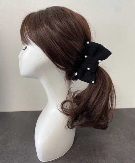 cotton pearl×black×laméblack (banana clip)