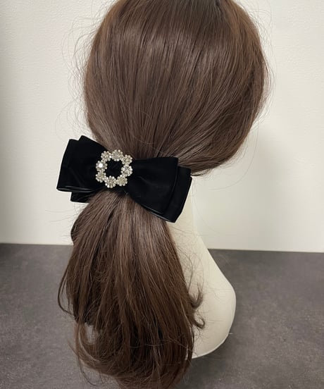 velvet ×bijou double ribbon(banana clip)