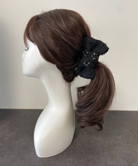 Sequins flower 6 black×black(banana clip)
