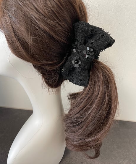 Sequins flower 6 black×black(banana clip)