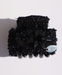 Sequins flower 4 boucle black (mini mini ribbon clip)