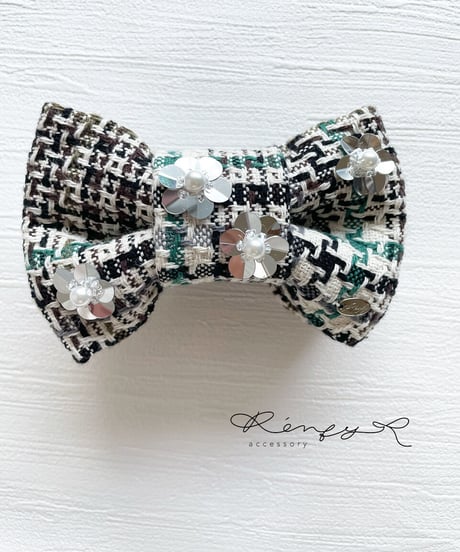 Sequins flower 8 check(banana clip)
