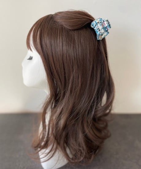 cyanblue×white (mini mini ribbon clip)