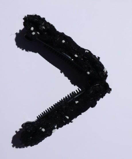 black×silver and white pompom  (smart banana clip)