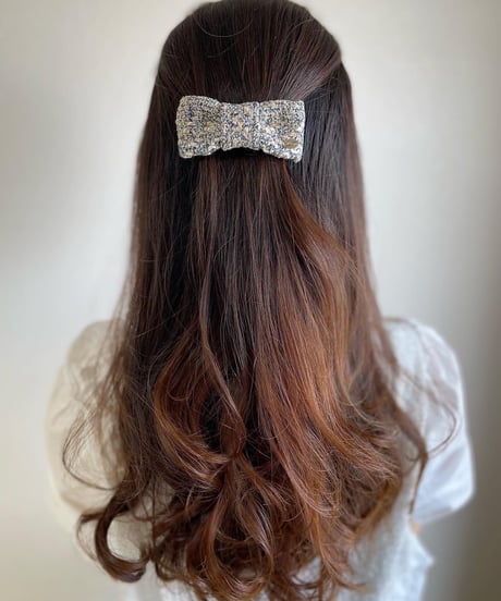 beige×blue×lamé(barrette)
