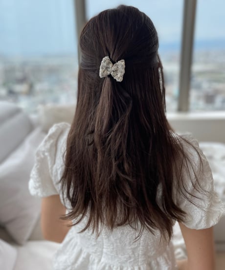 Ivory White Grey ×Metallic Silver (mini mini clip)