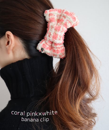 coral pink×white(banana clip)