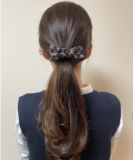 leopard tweed ribbon brown (chouchou)