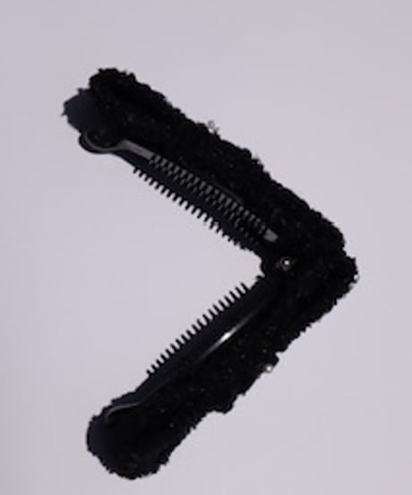cottonpearl×black× lamé russell fringe(smart banana clip)