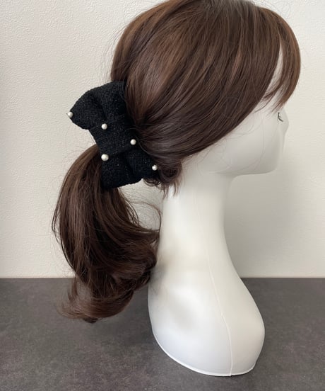 cotton pearl×black×laméblack (banana clip)