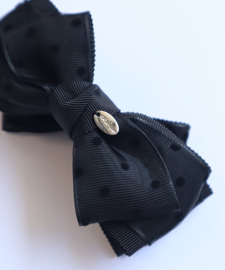 flocky dot double ribbon (banana clip)