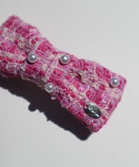pearl×pink×pink tweed ribbon(barrette)