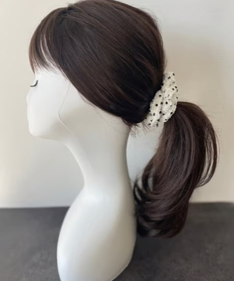 ivory white×black dot (chouchou)