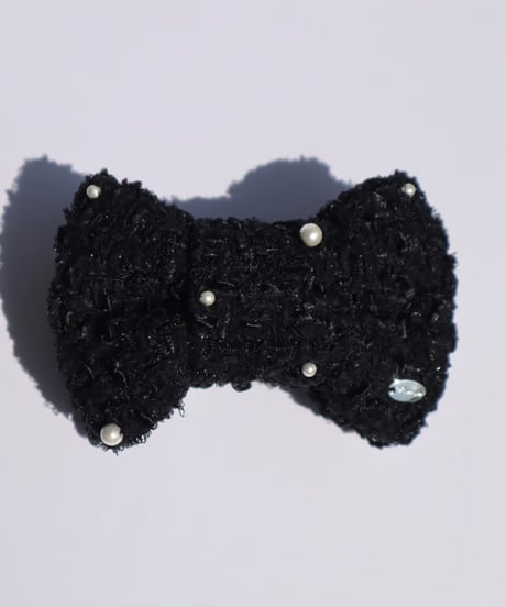 cotton pearl×black× lamé russell fringe(banana clip)