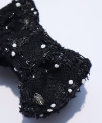 black×silver and white pompom  (banana clip)
