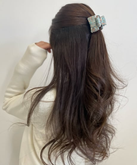 turquoise×orange(mini mini ribbon clip)