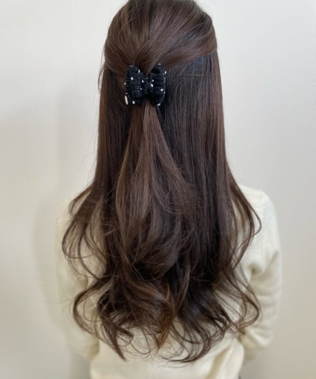 black×white dot(mini mini ribbon clip)