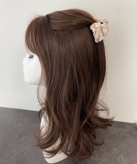 ivory×pompoms color(mini mini ribbon clip)