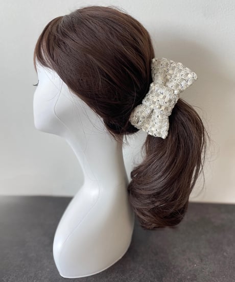 cotton pearl×Ivory White Grey ×Metallic Silver  (banana clip)