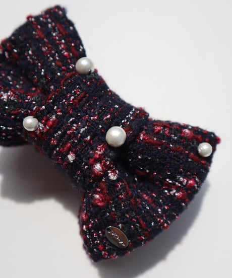 cotton pearl×navy×red×silver (banana clip)