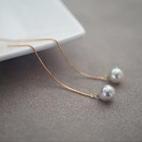 【drop】K18 ナチュラルあこやパールアメリカンピアス