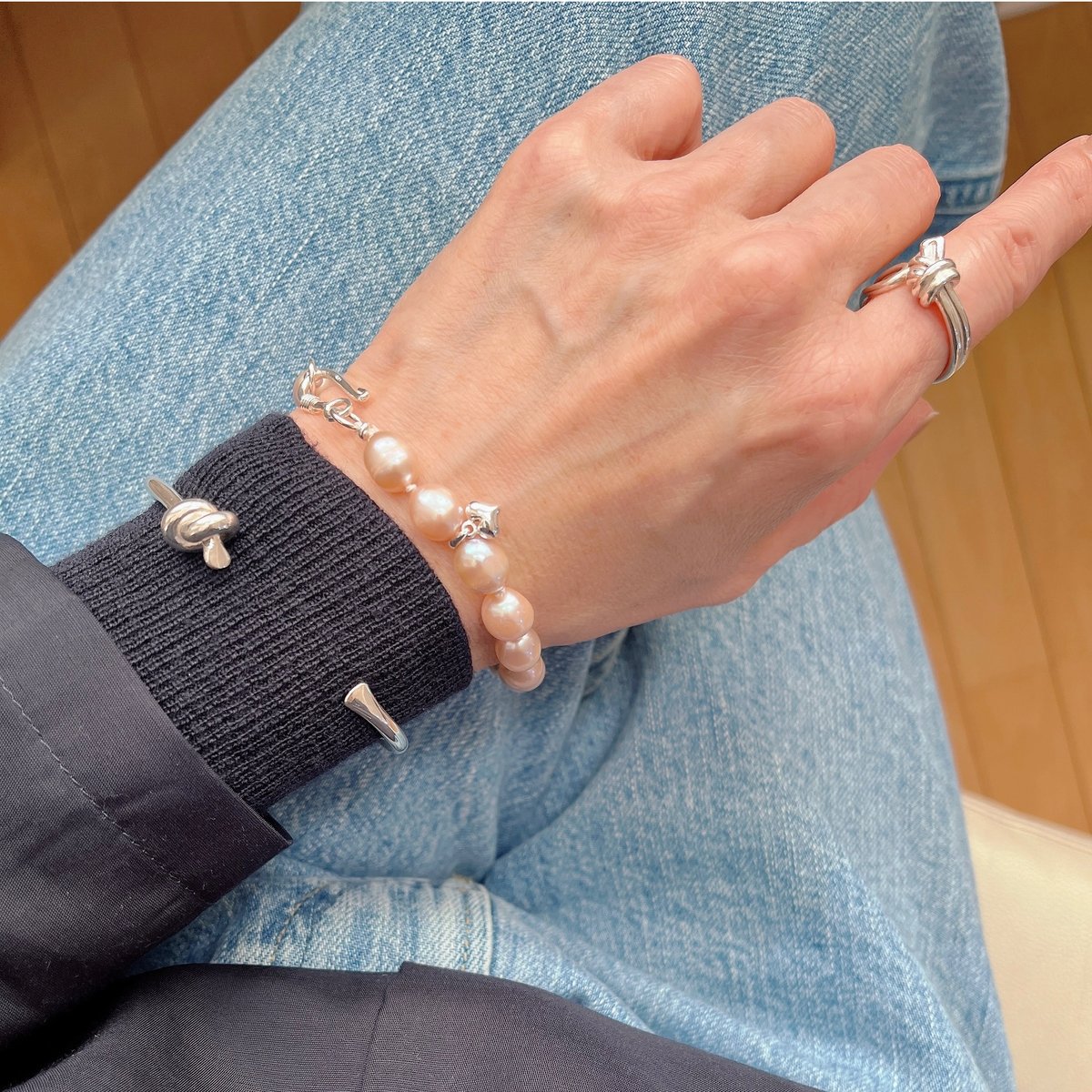 drop】silver925 ピンクパールブレスレット | U for you drop】silver925 ピンクパールブレスレット | U for you