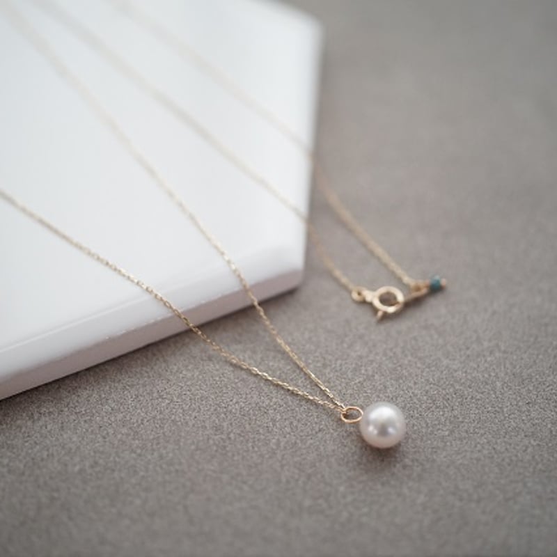 drop】 K10 1粒ホワイトあこやロングネックレス | U for you