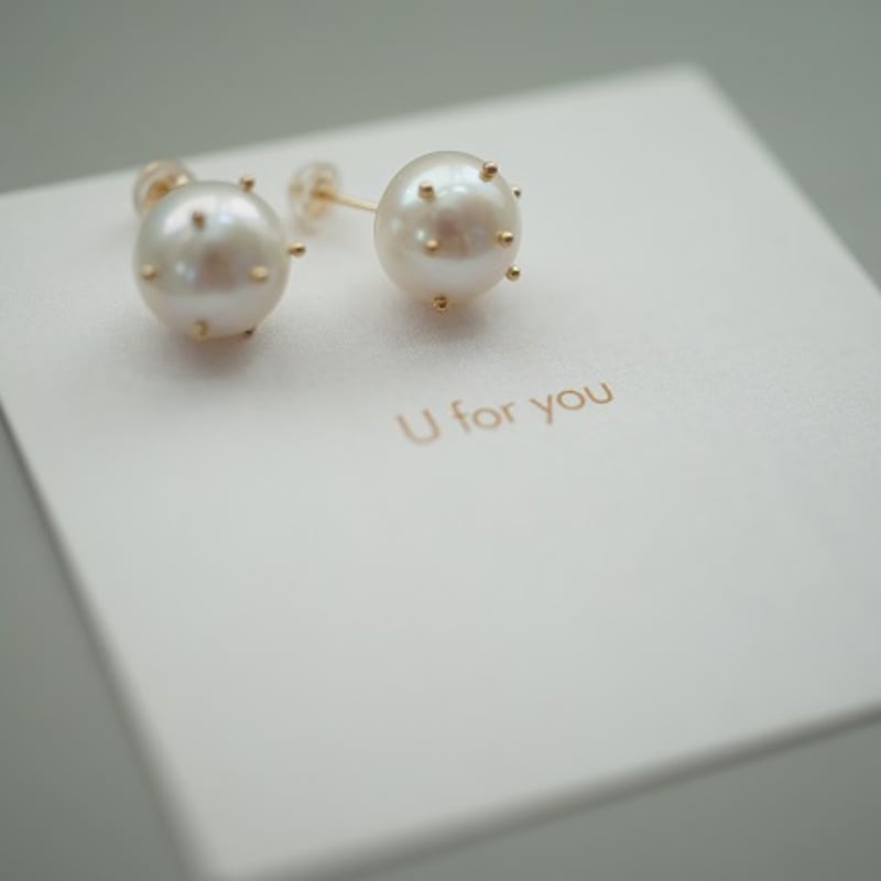 drop】 ホワイトパール10Kドットピアス | U for you