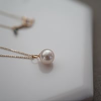 【drop】 K10  １粒ホワイトあこやロングネックレス