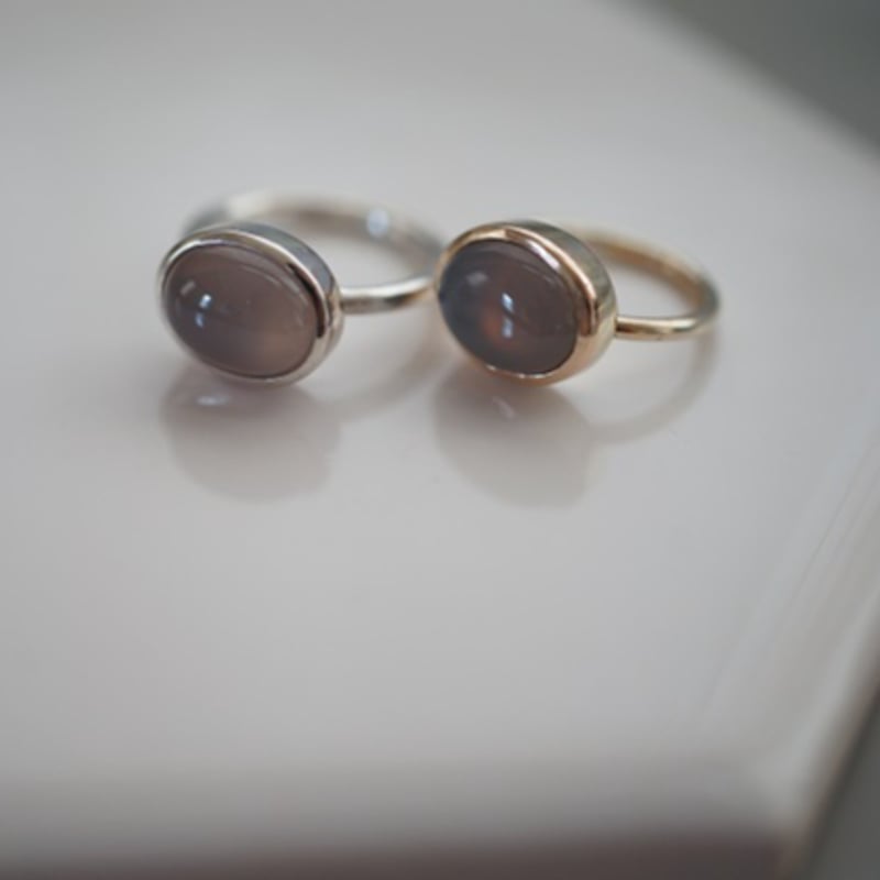 colors】 silver925 グレーオニキスの1粒ピンキーリング | U for you