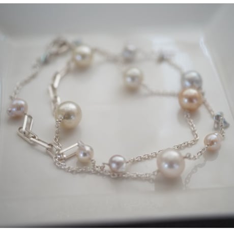 【drop】 silver925 イエロー南洋パールのかけらネックレス