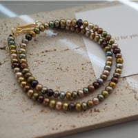 【seasons】ツイードパールネックレス（brown)