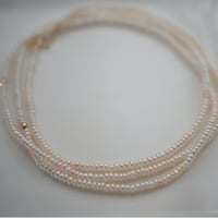 【drop】K10 ベビーケシパールロングネックレス