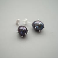 【drop】 黒淡水ドットシルバーピアス