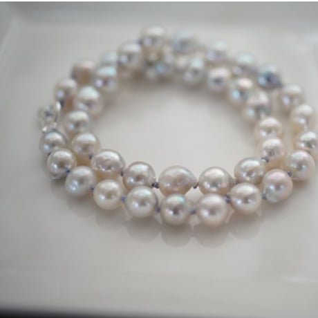 【drop】silver925 あこやグレーパールネックレス (lavender)