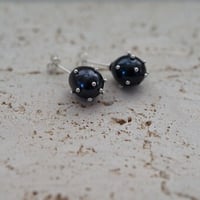 （再）【drop】 黒淡水ドットシルバーピアス