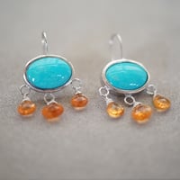 【colors】 silver925 ターコイズ×マンダリンガーネットのシャンデリアピアス