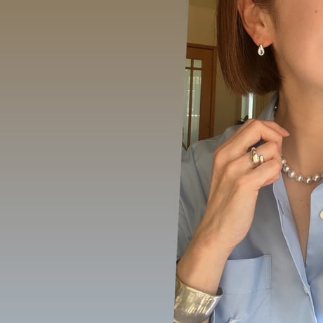 【drop】silver925 あこやグレーパールネックレス (lavender)