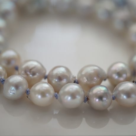 【drop】silver925 あこやグレーパールネックレス (lavender)