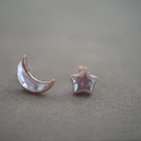 【charm】 small star×moon pierce  （orangepink)