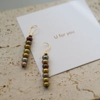 【seasons】ツイードパールのラインピアス  （brown)