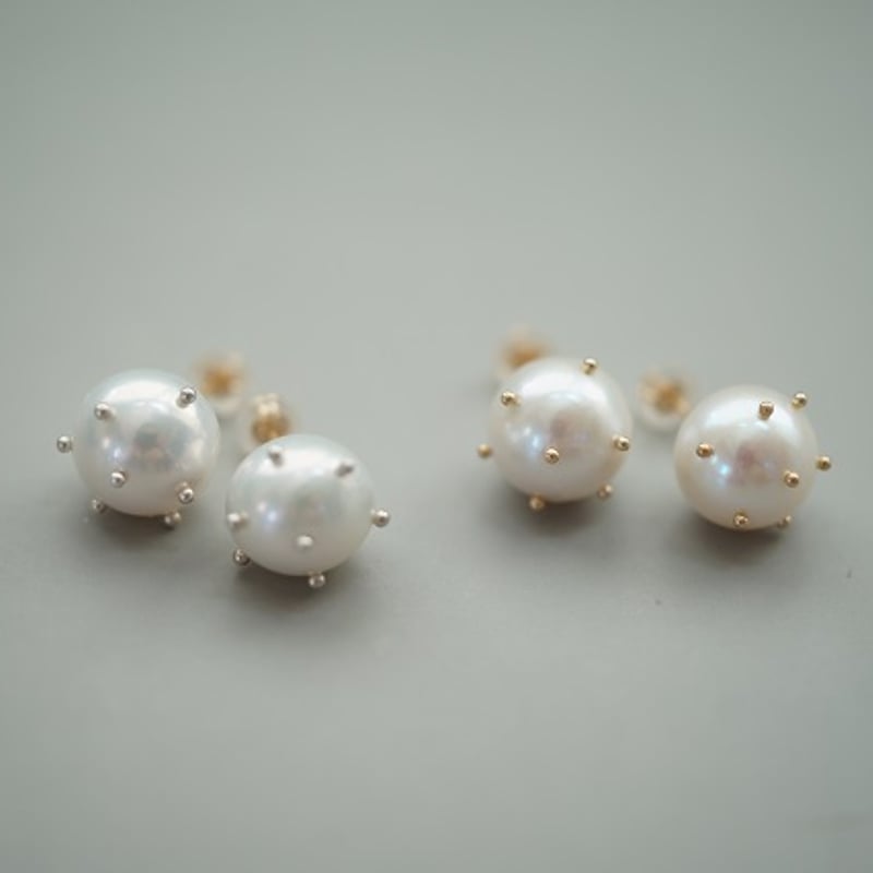 drop】 ホワイトパール10Kドットピアス | U for you